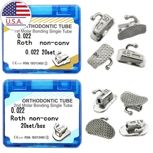 Orthodontic Tubes 022 Roth Tubos De Orhodoncia 1st 2nd Molar Bondable Mesh Base - Picture 1 of 26