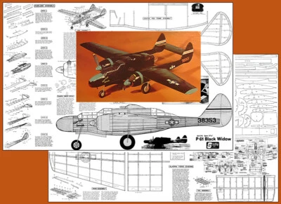 Sterling Model Airplane Plans (UC): P-61 Black Widow 37½" for .049 Engines - Image 1 of 2