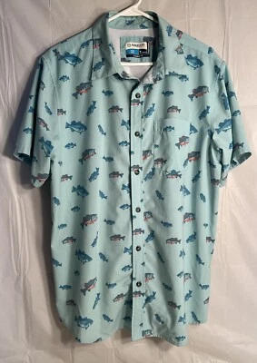 Magellan Vented Fishing Shirt Mens Size Medium Blue With Colorful Fish - Image 1 of 4