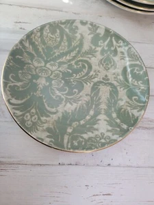 Pottery Barn Stella Damask Stoneware Salad Plates - Set of 4 Green - Picture 1 of 4