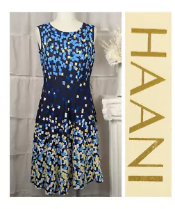 Haani blau weiß ärmellos Fit and Flare Stretch Kleid Größe P/S - Bild 1 von 9