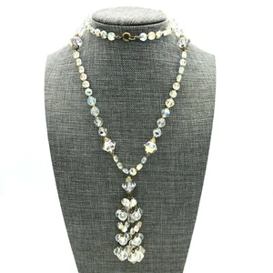 Collar de cristal bicono facetado AB estrás borla vintage - Imagen 1 de 12