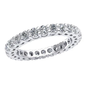 1.60Ct Round Diamond Gallery Eternity Anniversary Band Ring 14k White Gold H SI2 - Picture 1 of 1