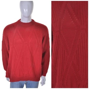 Vintage ST MICHAEL roter ARAN Pullover L klobig Kabelstrick Arran Fischer Pullover - Bild 1 von 10
