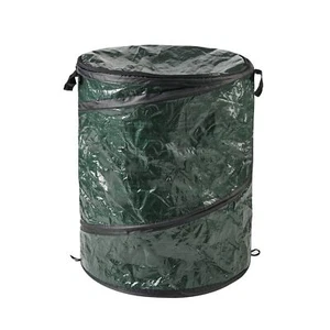 29.5 Gallon Green Pop Up Trash Can with Zippered Lid for Outdoor Use - Picture 1 of 8