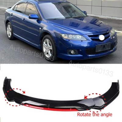 For Mazda 2 3 6 UNIVERSAL Front Bumper Lip Spoiler Splitter Gloss Black Red Foto 1 de 4