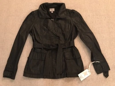 Chaqueta para mujer Converse M mediana negra con cremallera frontal con cinturón #1457 Foto 1 de 4