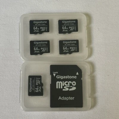 Gigastone 64GB 5-Pack Micro SD Card Full 4K HD Video, Surveillance Security, Cam - Image 1 of 4
