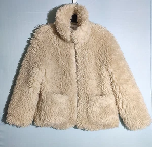 TopShop Damen Shaggy Kunstfell Jacke, beige - Größe M - Bild 1 von 15