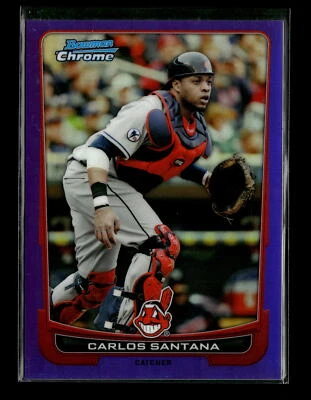 2012 Bowman Chrome #51 Carlos Santana Purple Refractors #/199 - Image 1 of 2