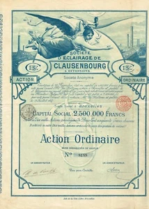 BELGIUM CLAUSENBOURG LIGHTING COMPANY BOND stock certificate 1887 - Picture 1 of 1