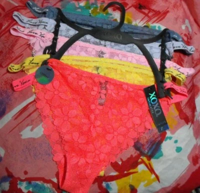  5 BRAGAS BIKINI NUEVAS XOXO ÍNTIMAS XO7816 5PKF LATERALES ELÁSTICOS ENCAJE DESCARADO L Foto 1 de 2