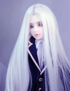 8-9" 1/3 BJD Peluca Larga Blanca LUTS Muñeca SD DZ DOD MSD Muñeca Cabello HUAL - Imagen 1 de 5