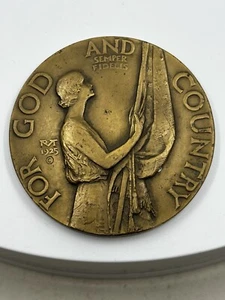 Vintage 1925 ""FOR GOD & COUNTRY"" American Legion School Award Medaglia 3 - Foto 1 di 2