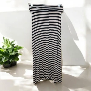 ASHLEY BLUE NAVY AND WHITE STRIPED LONG MAXI SKIRT SIZE XL ELASTIC WAIST STRETCH - Picture 1 of 3