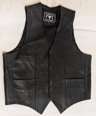 Chaleco Motociclista Barneys Vintage Para Hombre Talla 46 Cuero Negro Usado en Excelente Condición Foto 1 de 4