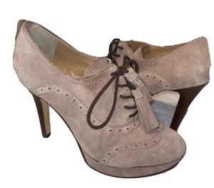 Tommy Hilfiger Beige Suede Oxford Platform Heels Sz. 9 - Picture 1 of 5