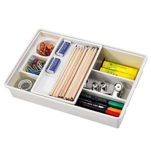 Adjustable Desk Drawer Organizer with Top Storage Trays for Office Vanity Use - Picture 1 of 6