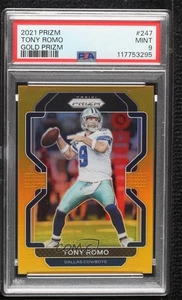 Panini Prizm Gold Prizm 2021/10 Tony Romo #247 PSA 9 como nuevo automático - Imagen 1 de 3