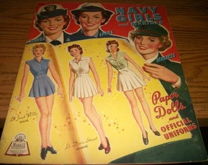 WWII HOMEFRONT 1943 NAVY GIRLS AND MARINES PAPER DOLLS PLAYSET Original Cut - Picture 1 of 7