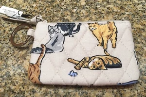 NEW Vera Bradley A Cat’s Life Zip ID Case Wallet Change Purse KeyRing Exact - Picture 1 of 1