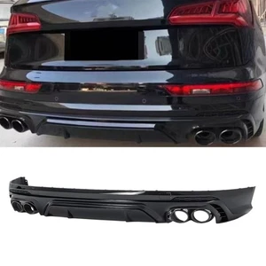 Se adapta a Audi Q5 FY S-Line paquete 16-20 SQ5 estilo difusor trasero tubo de escape negro - Imagen 1 de 6
