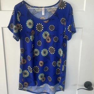 LuLaRoe Low Back Gorgeous Multicolored Floral Design Short Sleeve Pullover-M - Picture 1 of 8