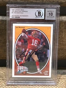 1991 Upper Deck HOF AUTO Joe Montana Heroes #8 Authentic Autograph Beckett 10 - Bild 1 von 7