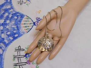 Sterling Silver Sand dollar Pendant Necklace 925 - Picture 1 of 9