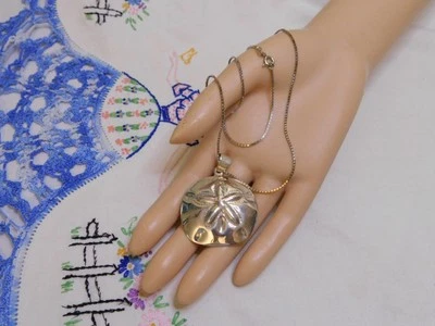 Colar pingente de dólar de areia prata esterlina 925 - Imagem 1 de 4