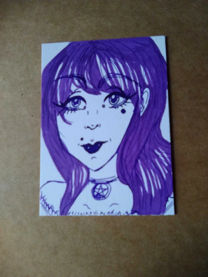 ACEO Original Art Card Painting Miniature Mini Portrait Pinup Girl L 61 - Image 1 of 1