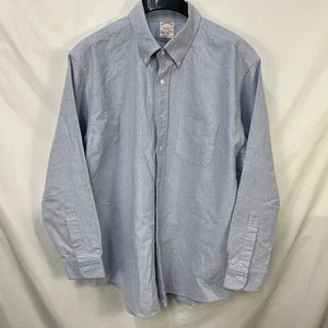 MENS BROOKS BROTHERS TRADITIONAL FIT BLUE POCKET OCBD L/S BUTTON SHIRT 17-34 USA - Picture 1 of 5