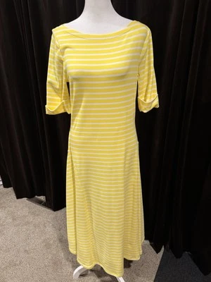 Vestido sin mangas Ralph Lauren para mujer a rayas amarillas y blancas talla grande Foto 1 de 3