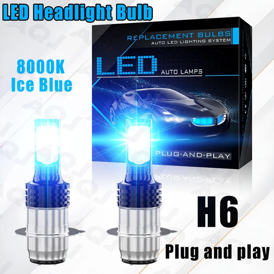 FOR Yamaha Breeze 125 1995-2003 BULB 2X Blue H6 LED HEADLIGHT BULBS LIGHTS - Изображение 1 из 4