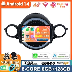 FOR BMW MINI MINI COOPER R56 R60 Android14 Head Unit CarPlay Car Stereo DAB+QLED - Bild 1 von 18