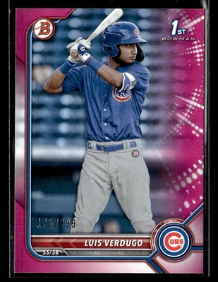 2022 Bowman #BP-147 Luis Verdugo Prospects Fuchsia #/299 card - Image 1 of 2