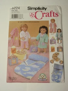 Simplicity 5224 18” Doll Clothes and Accessories Pattern UNCUT FF - Picture 1 of 3