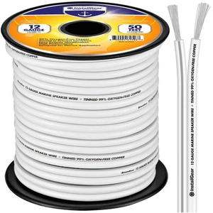 InstallGear 12 Gauge Tinned OFC Heavy Duty Boat Marine White Speaker Wire 50 FT - Picture 1 of 3