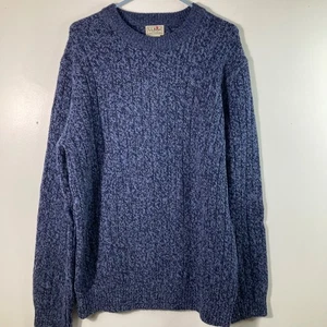 LL Bean gerippter dicker Herrenpullover aus Lammwolle Rundhalsausschnitt XL groß Carbon marineblau neu mit Etikett - Bild 1 von 8