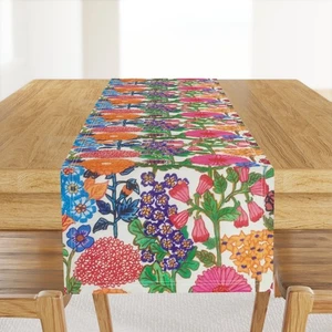 Groovy Florals Flower Botanical Garden Printed Table Runner - Picture 1 of 5