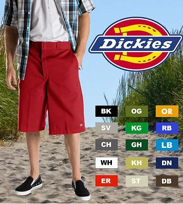 DICKIES Men 13" SHORT Uniform School Work ALL COLORS CELL Phone Pocket 42283 - Image 1 of 4