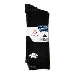 Reebok® Men's Pro Series Lightweight Crew Socks, 6-Pack   WHITE /BLACK  NEW!!! - Picture 1 of 11