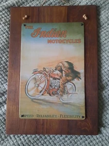 Indian Motorcycles Repro Enamelled Sign Mounted On Reclaimed Wood - Picture 1 of 5