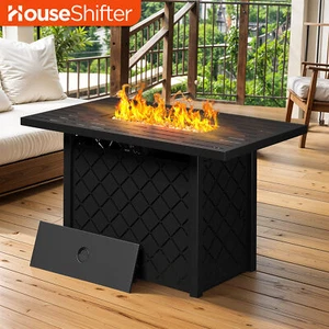 43" Black Fire Pit Propane Gas Patio Garden Table Outdoor Weather Resist Cover - Picture 1 of 13