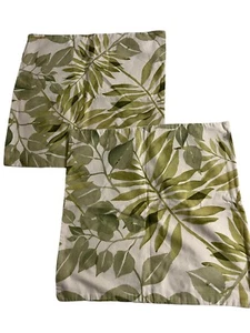 Pottery Barn Overlapping Leaves Pillow Covers 20x20 Green White EURO Set of 2 - Picture 1 of 9