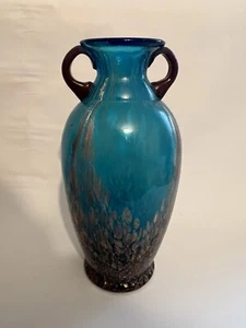 Vantage Dale Tiffany Art Glass Milano Amphora Blue Vase Copper Aventurine - Picture 1 of 9