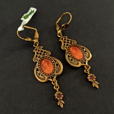 Pendientes Michal Negrin Largos Victorianos Retro Dama Foto Cristales Púrpura Regalo Nuevos Foto 1 de 4