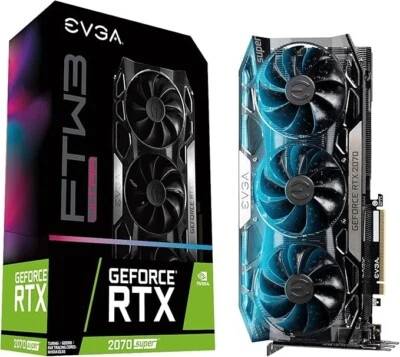 EVGA RTX 2070 Super FTW3 Ultra+ (08G-P4-3377-RX) 3-Slot Triple Fan GPU - Immagine 1 di 4