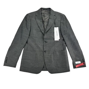 Calvin Klein Mens X Slim Fit Wool Blend Herringbone Sport Coat Charcoal Gray 40R - Picture 1 of 5