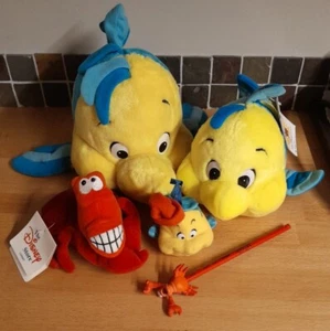 5 x DISNEY Little Mermaid Plush Toy Bundle Flounder Sebastian Vintage 1980s - Picture 1 of 24